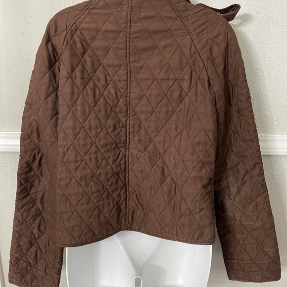 LILLY PULITZER Brown Quilted Lined Jacket Coat Printed Flip cuffs - Picture 4 of 6